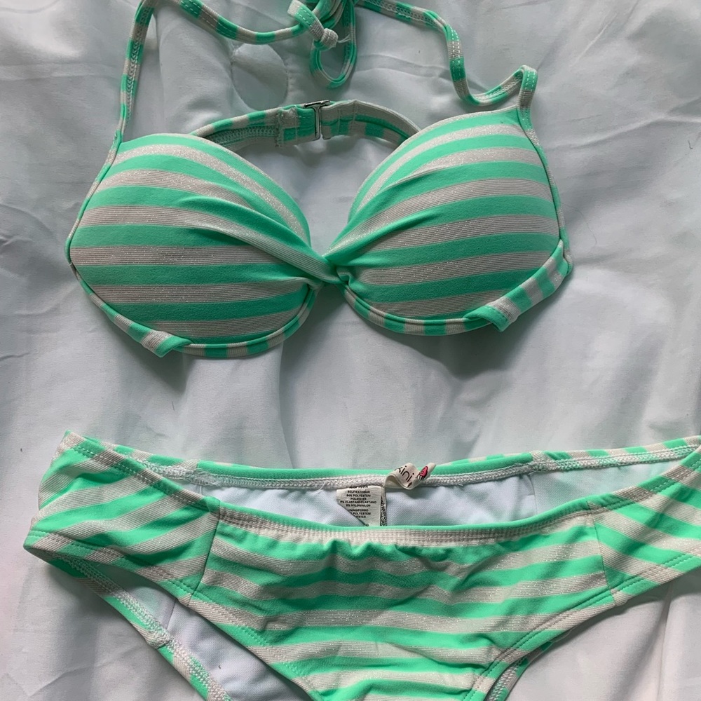 Sparkly Teal and White bathing suit